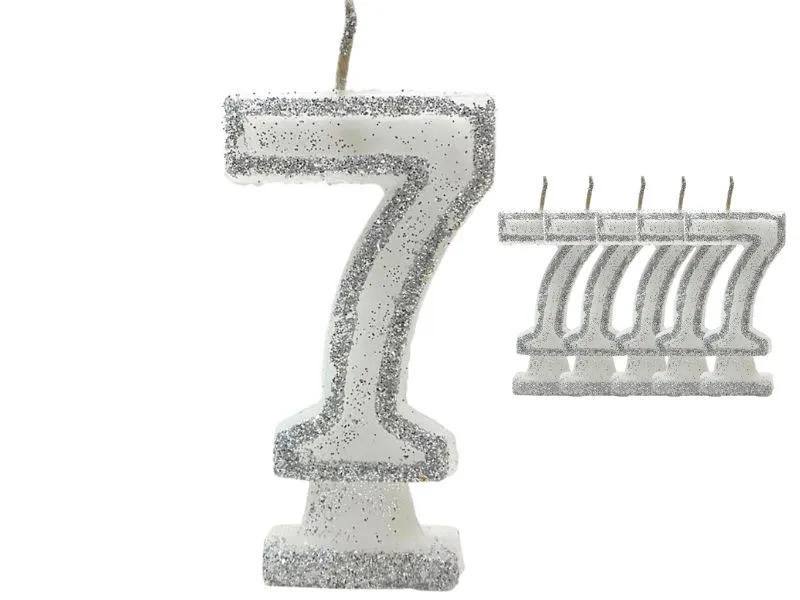 [1460] VELA NUMEROTE 7 BLANCA C/GIBRE X 1 (X10) - VELAS MULTICOLOR