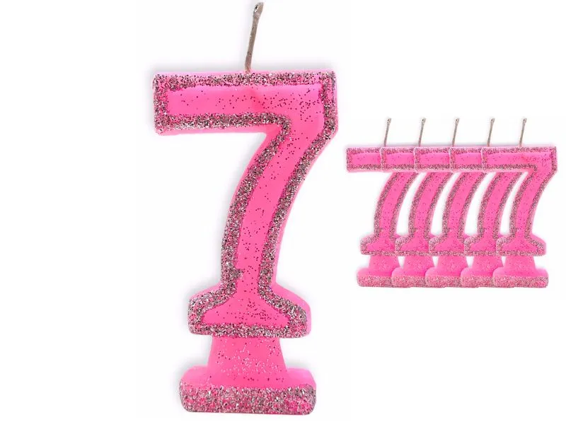 [1414] VELA NUMEROTE 7 ROSA C/GIBRE X 1 (X10) - VELAS MULTICOLOR