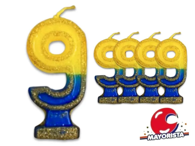 [1945] VELA NUMEROTE 9 BOCA C/GIBRE X 1 (X10) - VELAS MULTICOLOR
