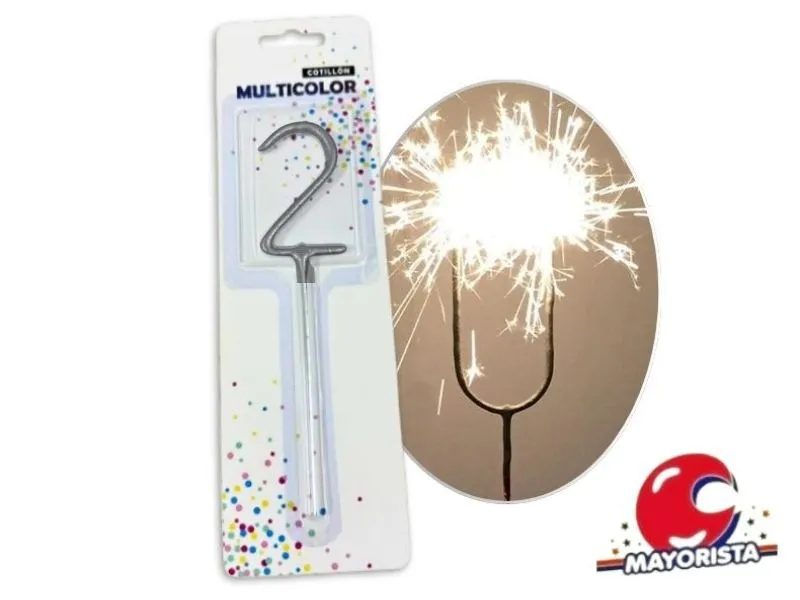 VELA SPARKLE N 2 PLATA OSCURO (13672) CADENACI