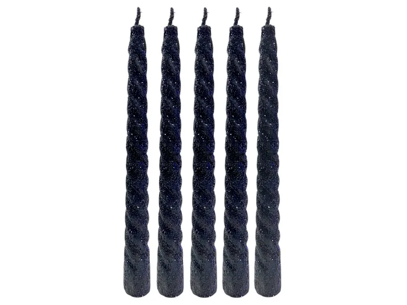 [1760] VELA TORNEADA C/BRILLO NEGRA X 10 - VELAS MULTICOLOR