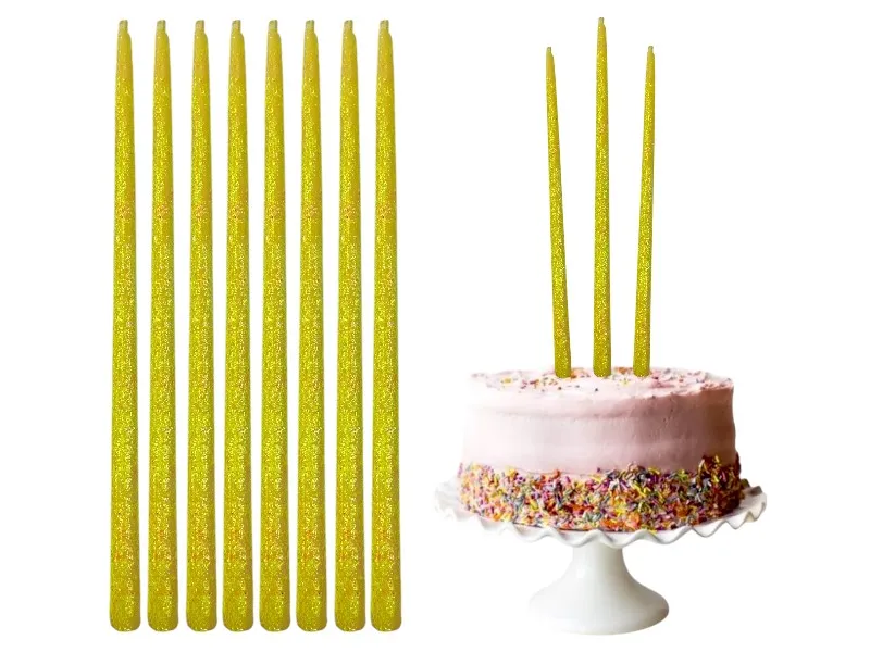 [8544] VELAS FINITAS X 15 AMARILLA C/BRILLO AMERICANA (25) - VELAS MULTICOLOR