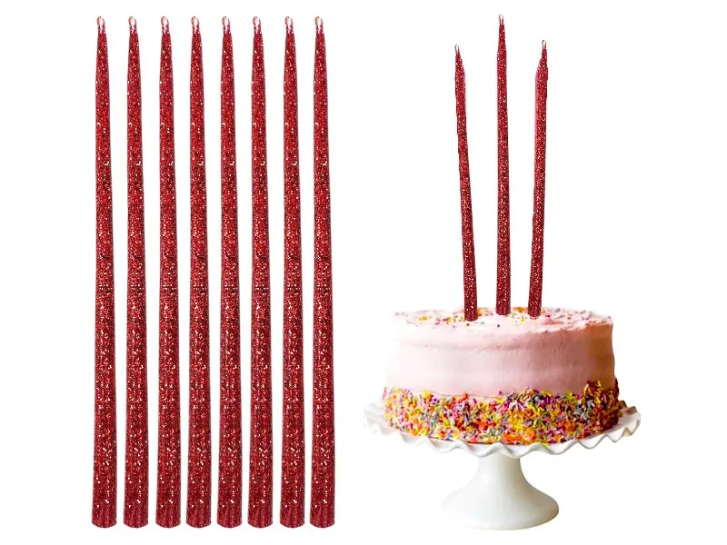 [8553] VELAS FINITAS X 15 ROJA C/BRILLO AMERICANA (25) - VELAS MULTICOLOR
