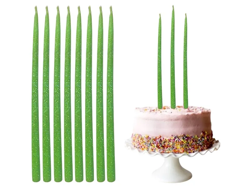 VELAS FINITAS X 15 VERDE MANZANA C/BRILLO AMERICANA (25) - VELAS MULTICOLOR