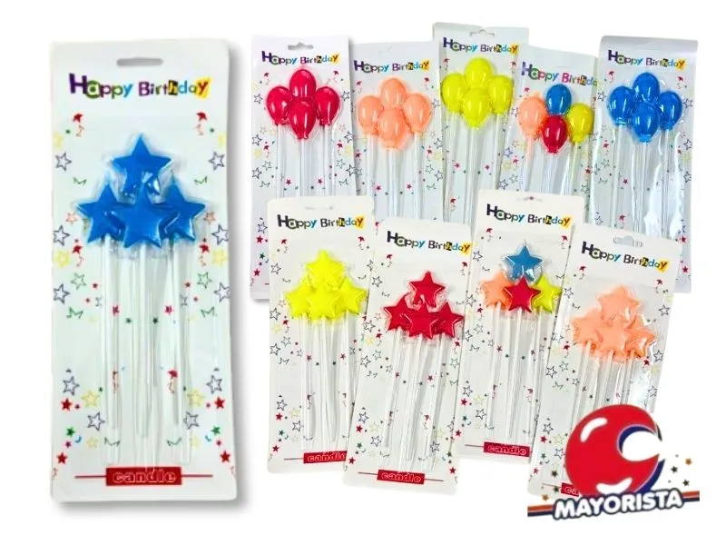 [6954352311014] VELAS X 4 ESTRELLAS/GLOBOS VS COLORES (ZLE-CVE-27-01) ERIK