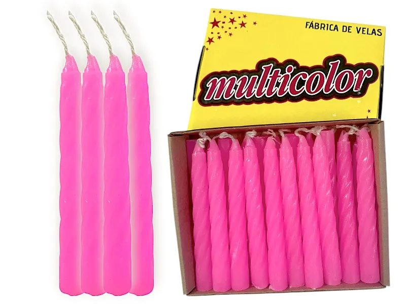[8149] VELONCITO 9 CM COMUN X 1 ROSA (X20) - VELAS MULTICOLOR