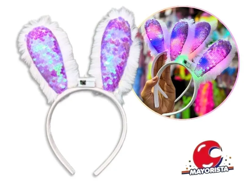 [8034107006049] VINCHA C/LUZ CONEJO PELUCHE (YJ0731) YJ IMPORT