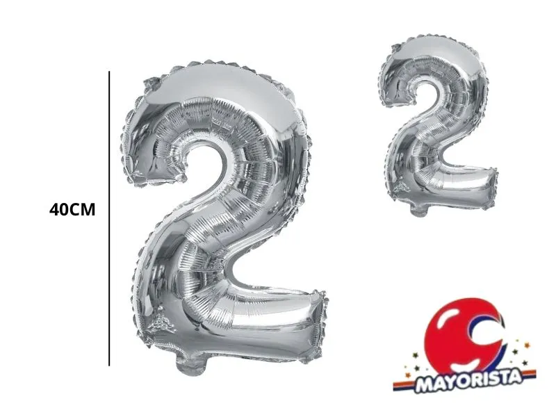 [9745] GLOBO MYLAR N 2 PLATA 16 (40CM) CADENACI