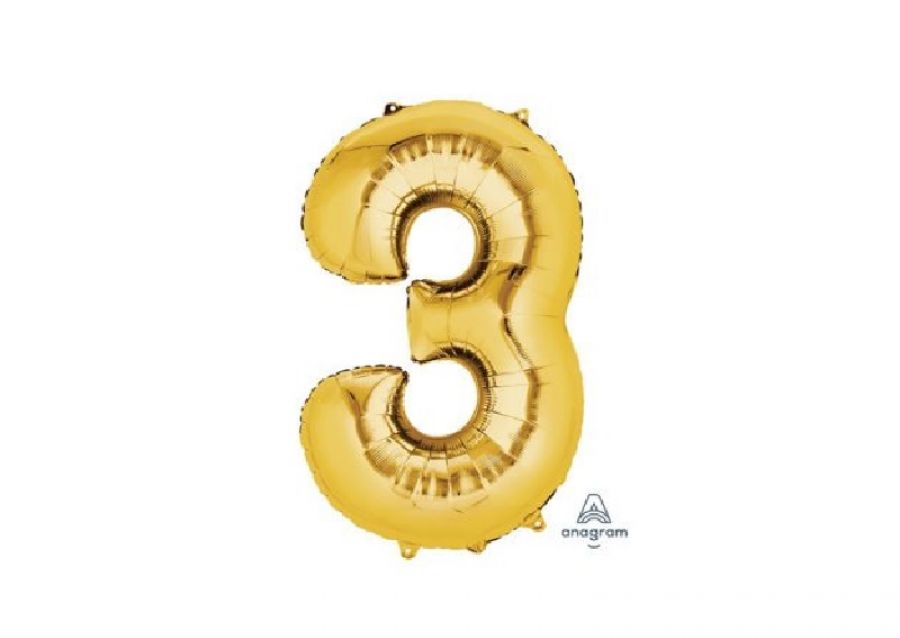 GLOBO MYLAR N 3 DORADO 16 (40CM) CADENACI