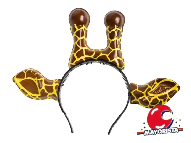 VINCHA PLASTICA OREJAS Y CUERNOS JIRAFA (5019) TRIGGER PACK