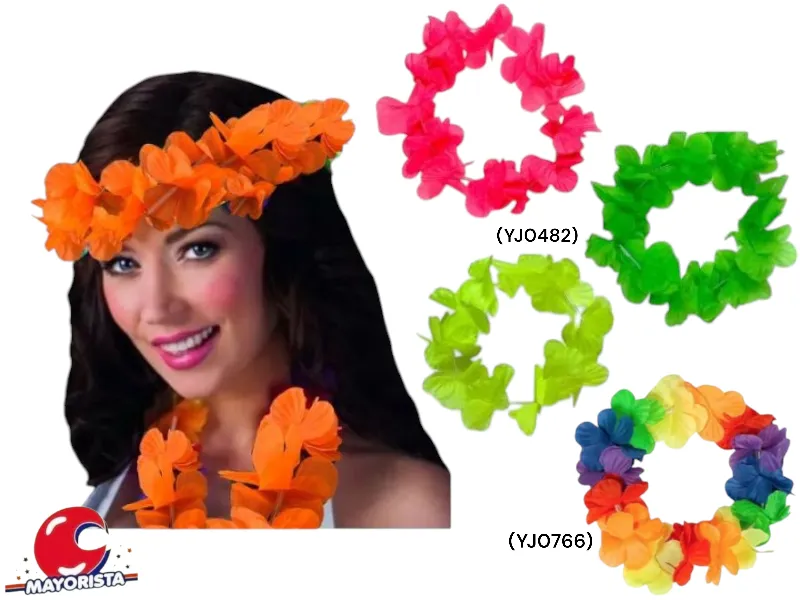 [9125] CORONA HAWAIANA ELASTICA CON FLORES (YJ0482/YJ0766) YJ IMPORT