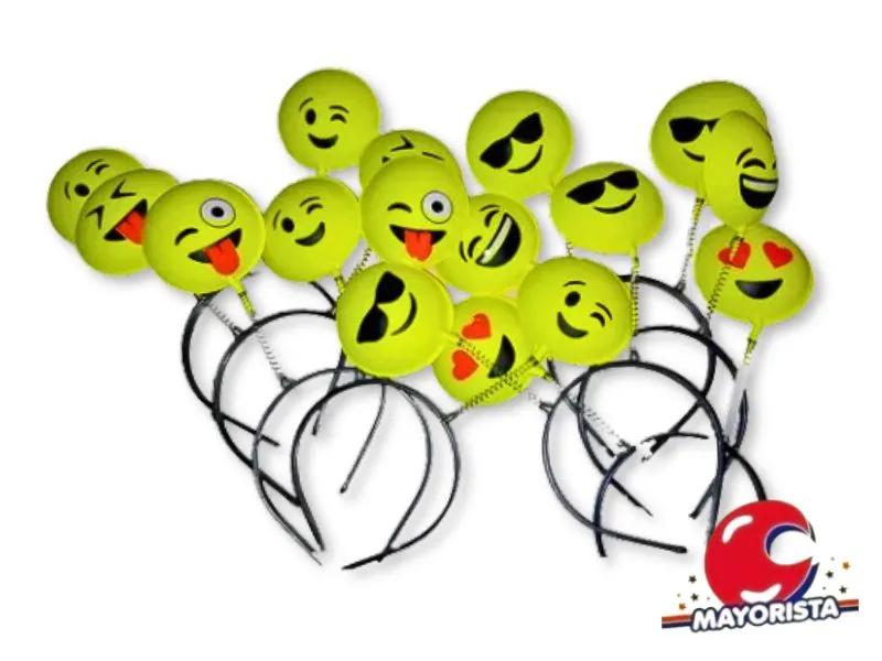 [1020] VINCHA RESORTE PLASTICA EMOTICON (5521) TRIGGER PACK