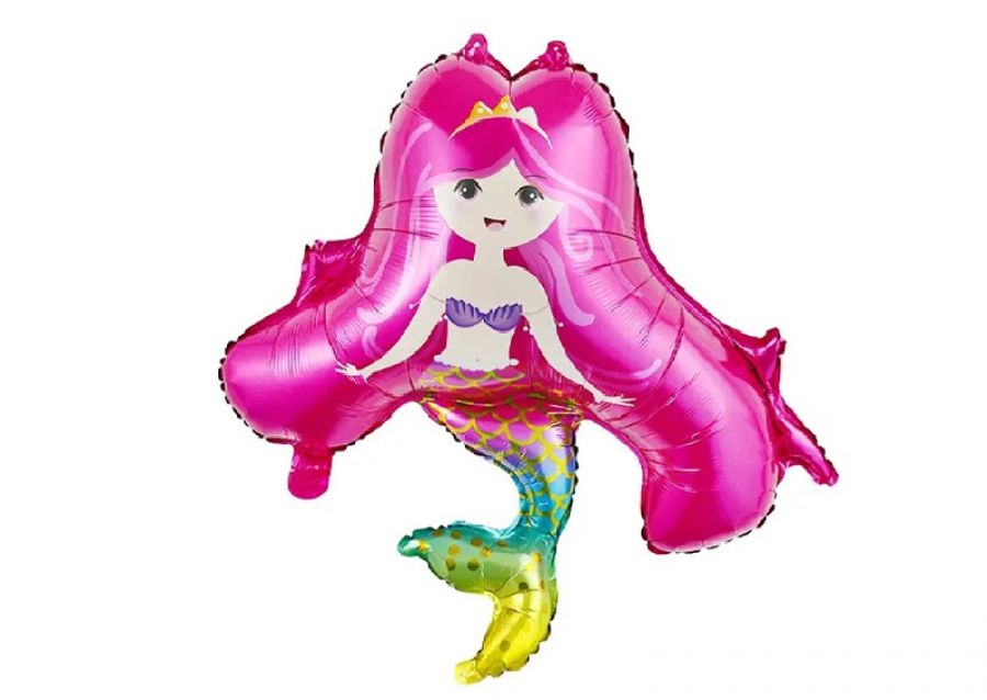 GLOBO MYLAR SILUETA SIRENA PELO FUCSIA 80CM (10208) CHG