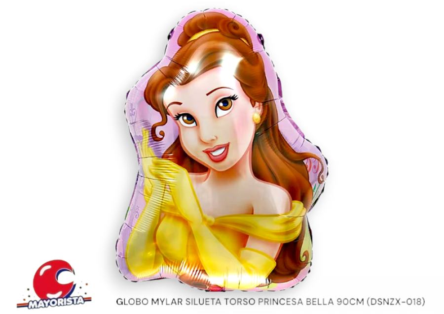GLOBO MYLAR SILUETA TORSO PRINCESA BELLA 90CM (DSNZX-018) CHG