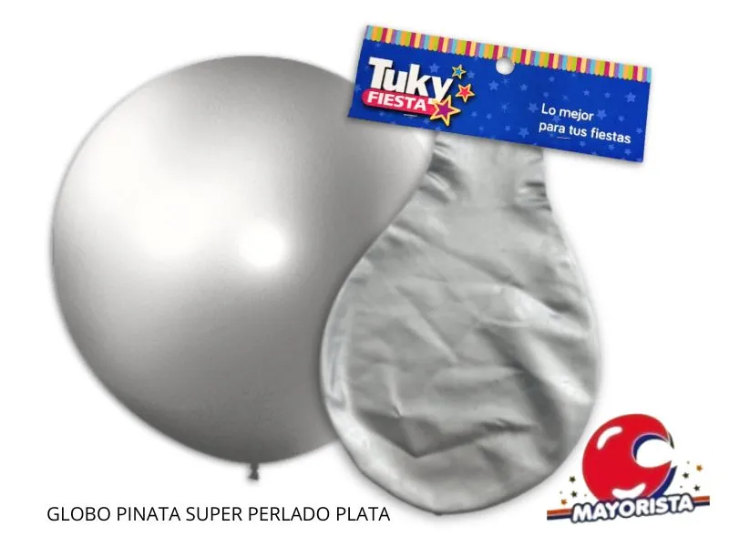 GLOBO PINATA SUPER PERLADO PLATA - TUKY