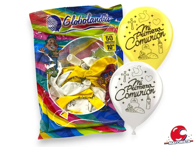 [7798109600339] GLOBOS 10 X 50 COMUNION STANDARD - GLOBOLANDIA