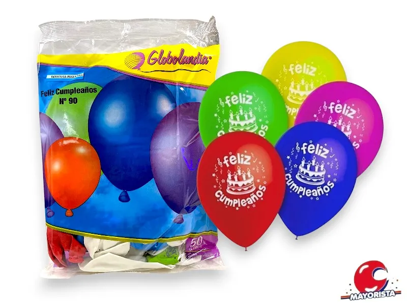 [7798109600056] GLOBOS 10 X 50 FELIZ CUMPLE STANDARD - GLOBOLANDIA