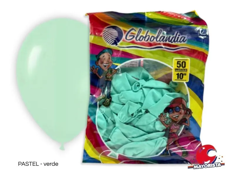 [7798109602036] GLOBOS 10 X 50 PASTEL VERDE - GLOBOLANDIA