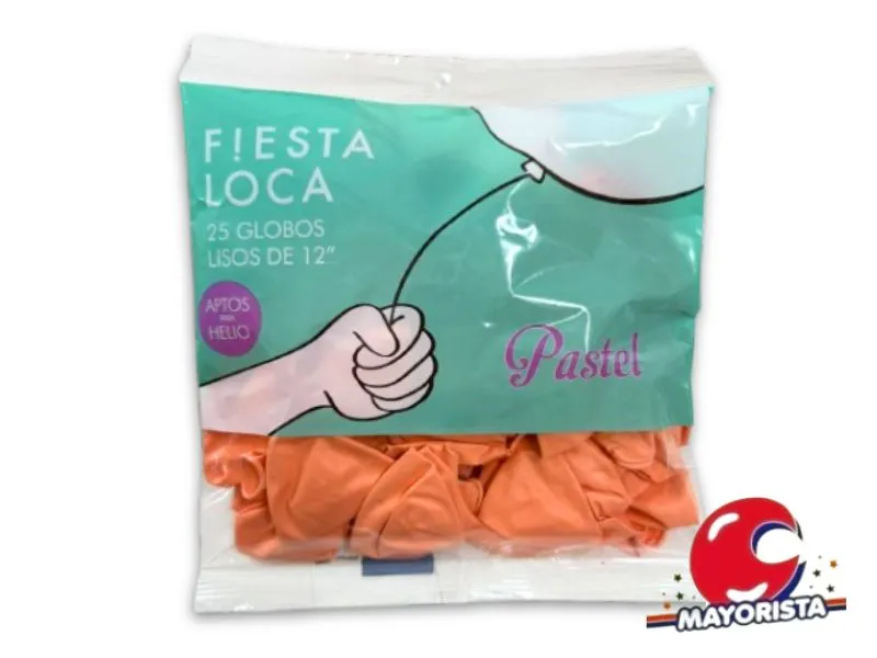 [7791014124105] GLOBOS 12 X 25 PASTEL SALMON - FIESTA LOCA