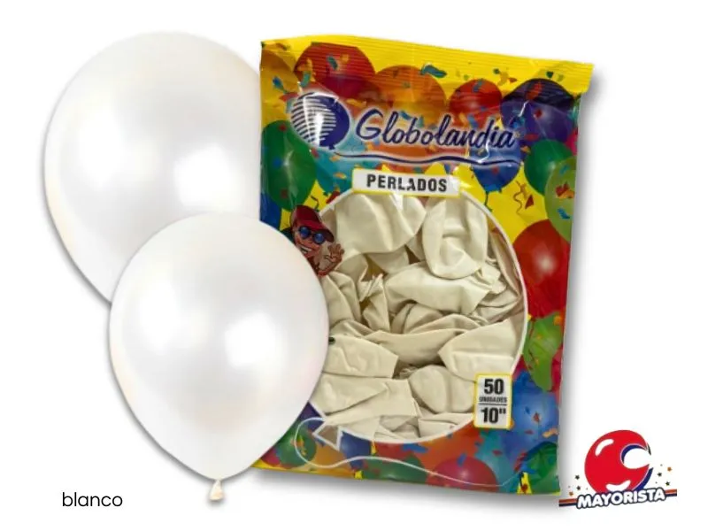 GLOBOS 12 X 25 PERLADO BLANCO - GLOBOLANDIA