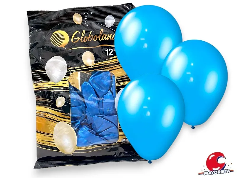 [7798109601626] GLOBOS 12 X 25 PERLADO CELESTE - GLOBOLANDIA