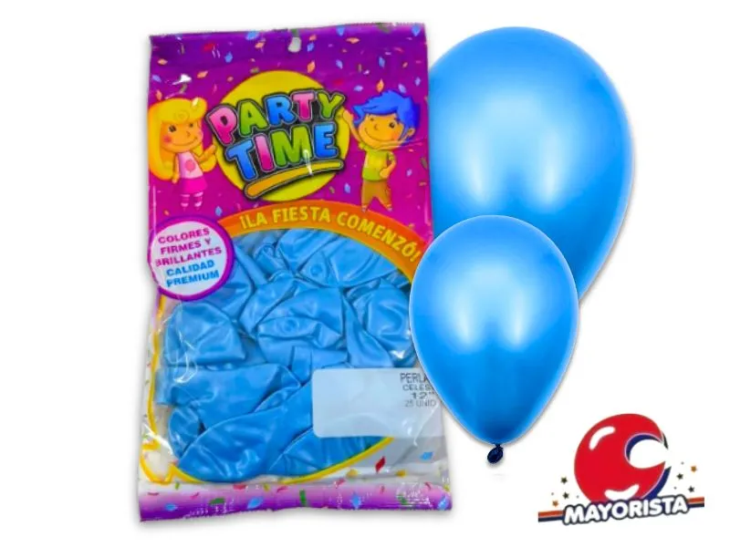 [7798194157923] GLOBOS 12 X 25 PERLADO CELESTE PARTY TIME (57923) DILAX