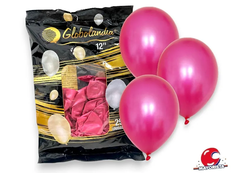 [7798109601732] GLOBOS 12 X 25 PERLADO FUCSIA - GLOBOLANDIA