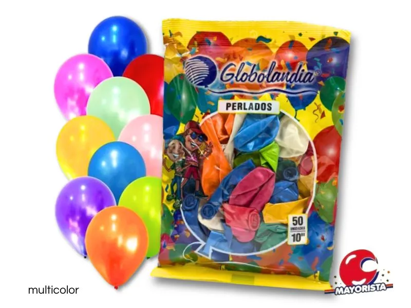 GLOBOS 12 X 25 PERLADO MULTICOLOR - GLOBOLANDIA