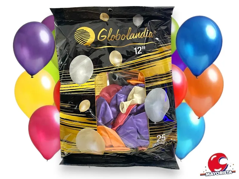 [7798109601657] GLOBOS 12 X 25 PERLADO MULTICOLOR - GLOBOLANDIA