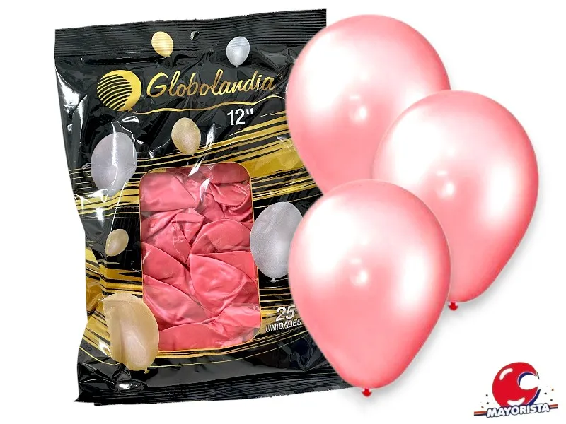 [7798109601619] GLOBOS 12 X 25 PERLADO ROSA - GLOBOLANDIA
