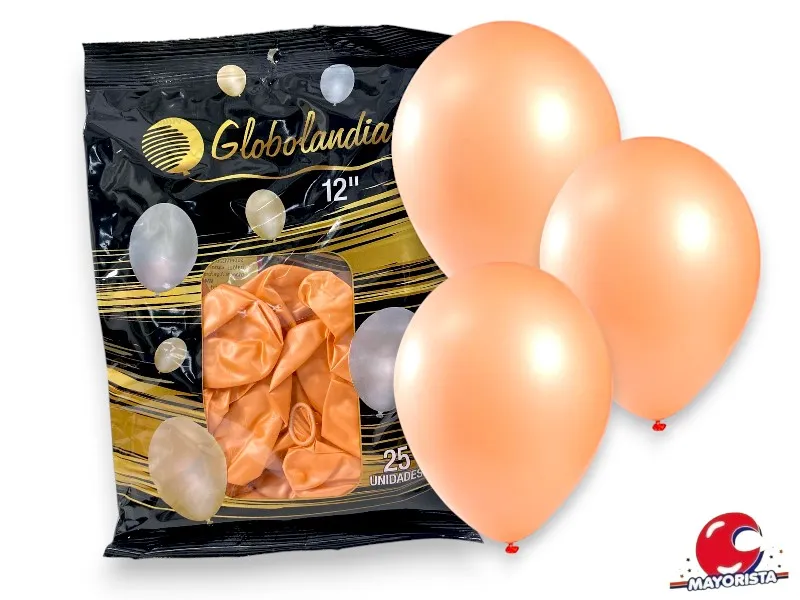 [7798109601756] GLOBOS 12 X 25 PERLADO SALMON - GLOBOLANDIA