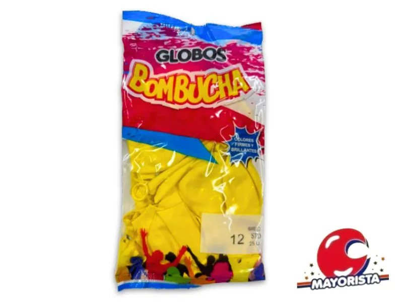 [7798420970340] GLOBOS 12 X 25 STANDARD AMARILLO BOMBUCHA