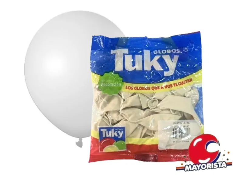 [7790391064011] GLOBOS 9 X 25 PASTEL BLANCO - TUKY