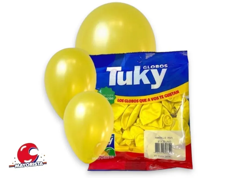 GLOBOS 9 X 25 PERLADO AMARILLO - TUKY