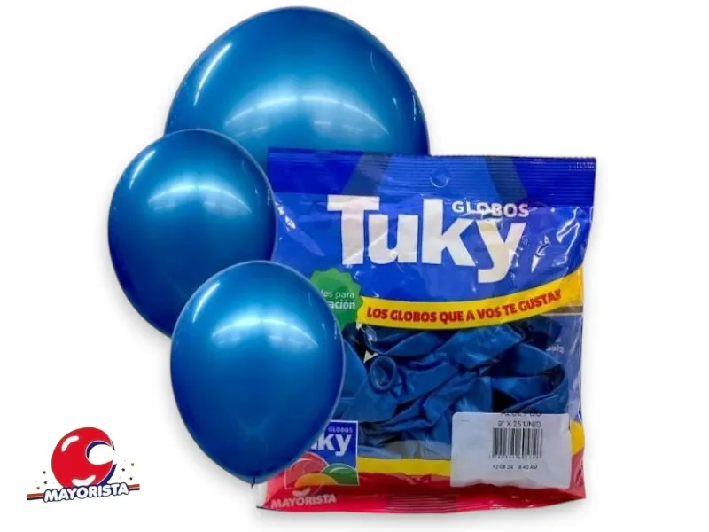 GLOBOS 9 X 25 PERLADO AZUL - TUKY