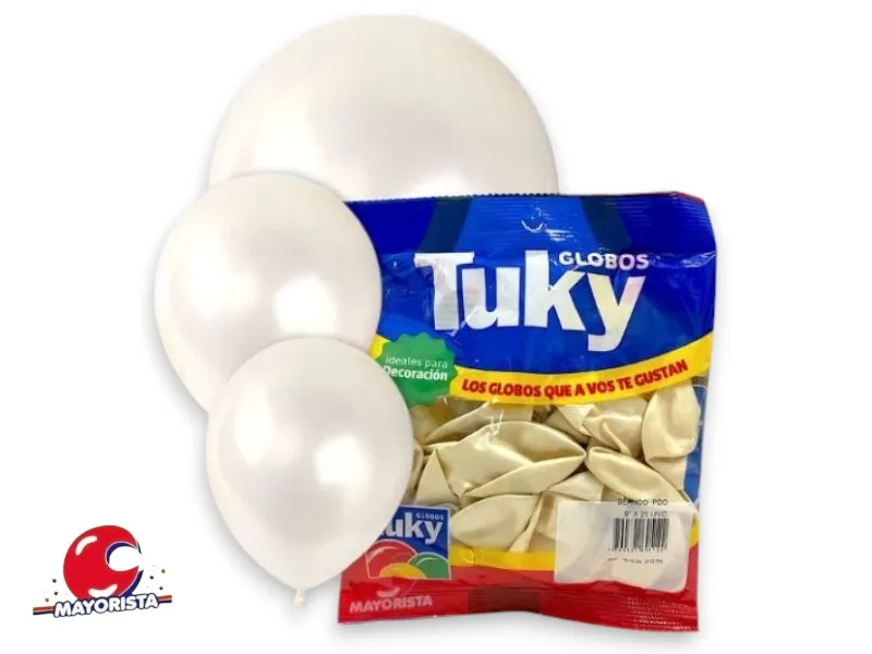 [7790391605122] GLOBOS 9 X 25 PERLADO BLANCO - TUKY