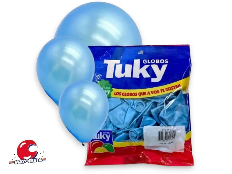 [7790391605825] GLOBOS 9 X 25 PERLADO CELESTE - TUKY