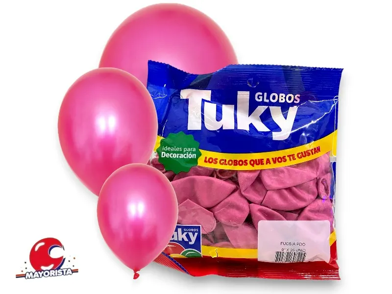 GLOBOS 9 X 25 PERLADO ROSA - TUKY