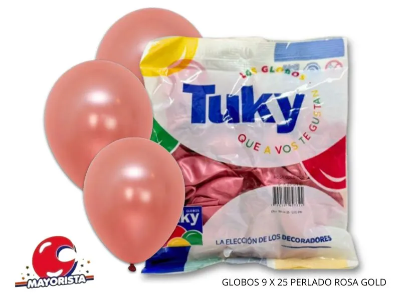 [7790391607324] GLOBOS 9 X 25 PERLADO ROSA GOLD - TUKY