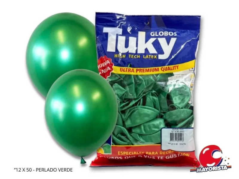 GLOBOS 9 X 25 PERLADO VERDE OSCURO - TUKY