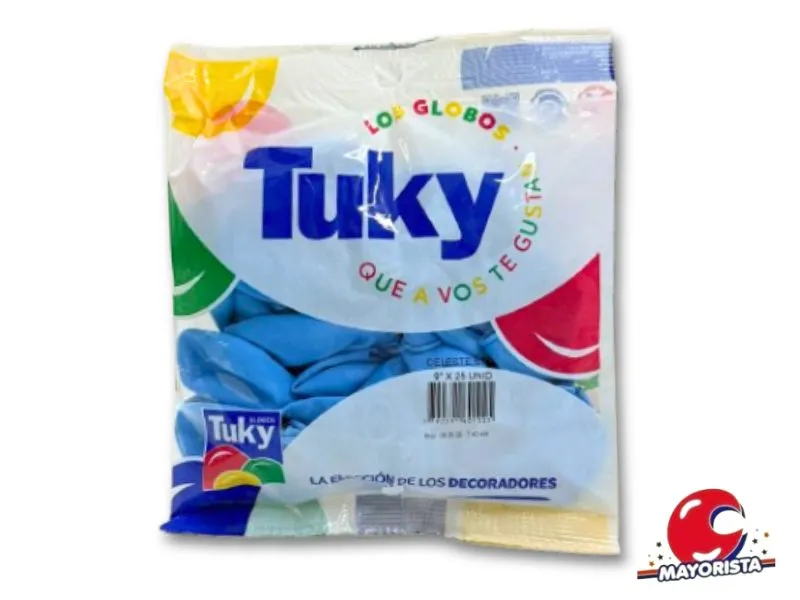 GLOBOS 9 X 25 STANDARD CELESTE - TUKY