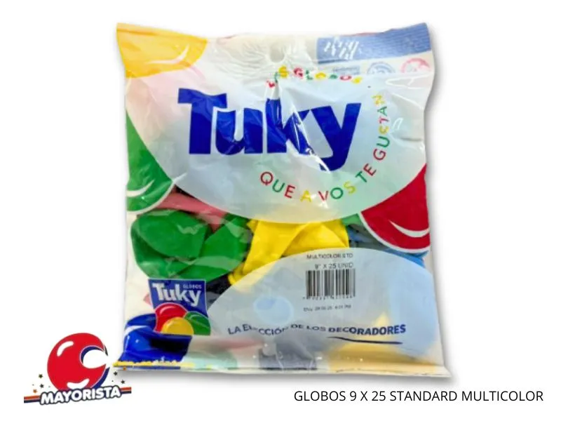 [7790391600028] GLOBOS 9 X 25 STANDARD MULTICOLOR - TUKY