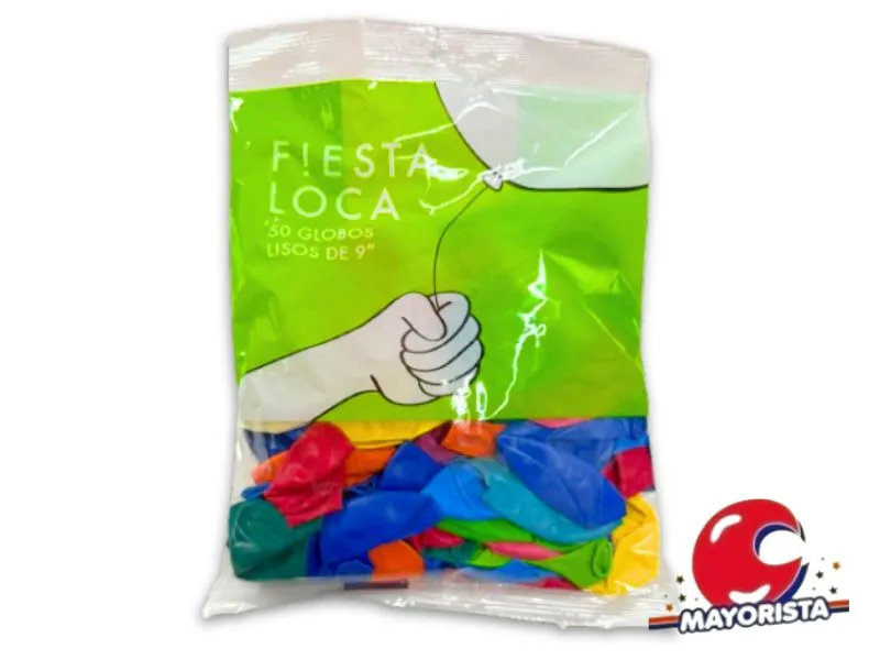 [7791014020124] GLOBOS 9 X 50 STANDARD MULTICOLOR - FIESTA LOCA