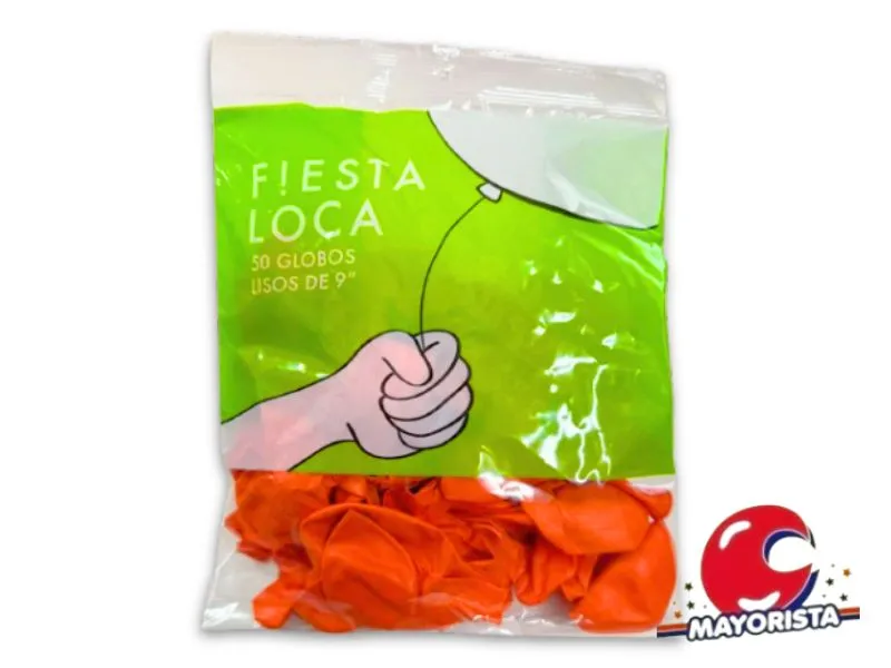 [7791014020087] GLOBOS 9 X 50 STANDARD NARANJA - FIESTA LOCA
