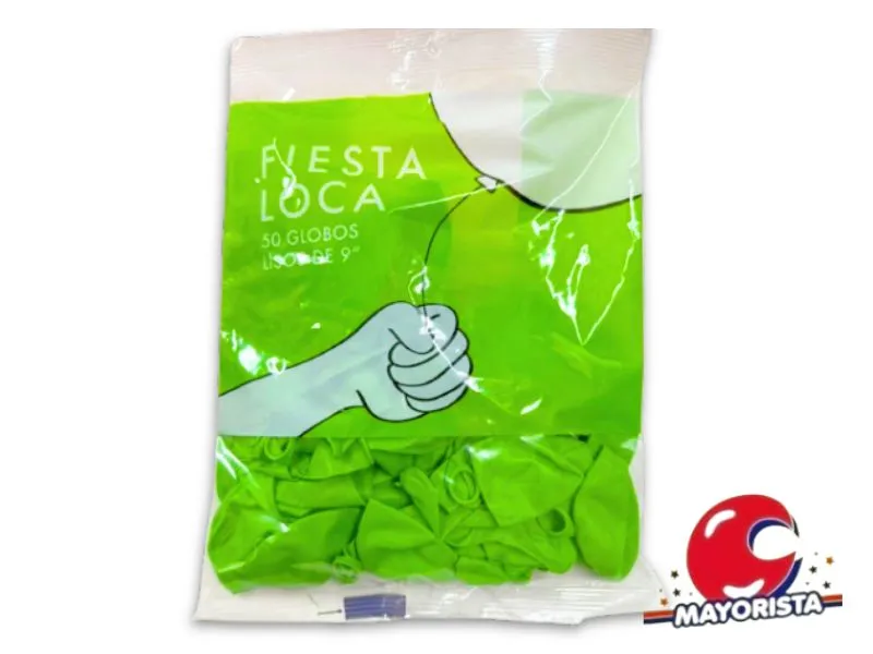 [7791014020100] GLOBOS 9 X 50 STANDARD VERDE MANZANA - FIESTA LOCA