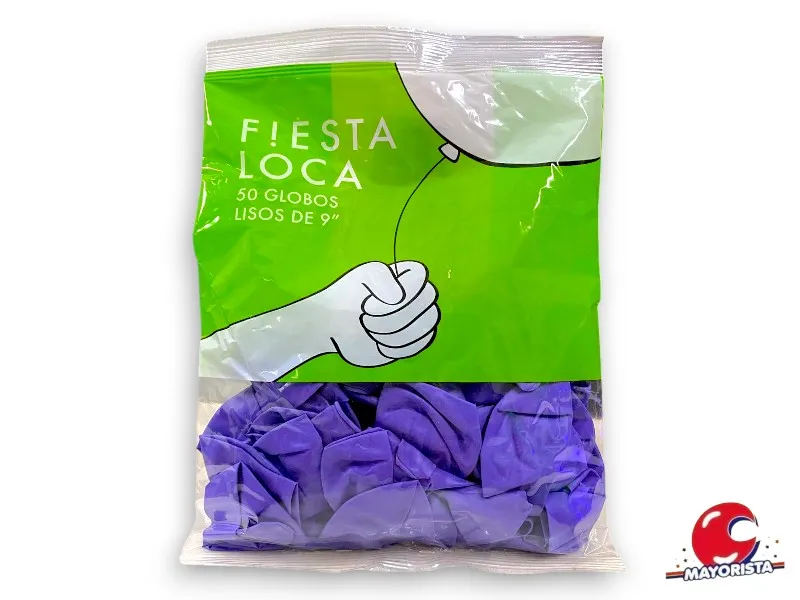GLOBOS 9 X 50 STANDARD VIOLETA - FIESTA LOCA