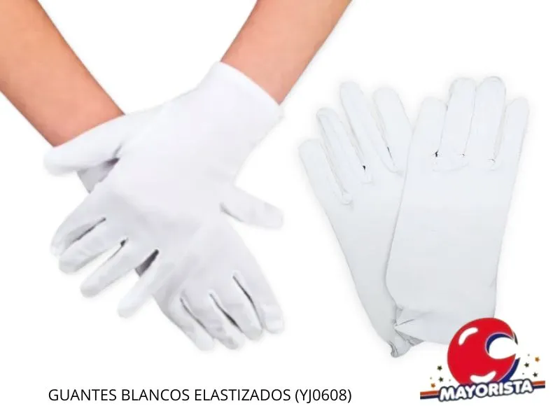 GUANTES CORTOS BLANCOS ELASTIZADOS (YJ0608) YJ IMPORT