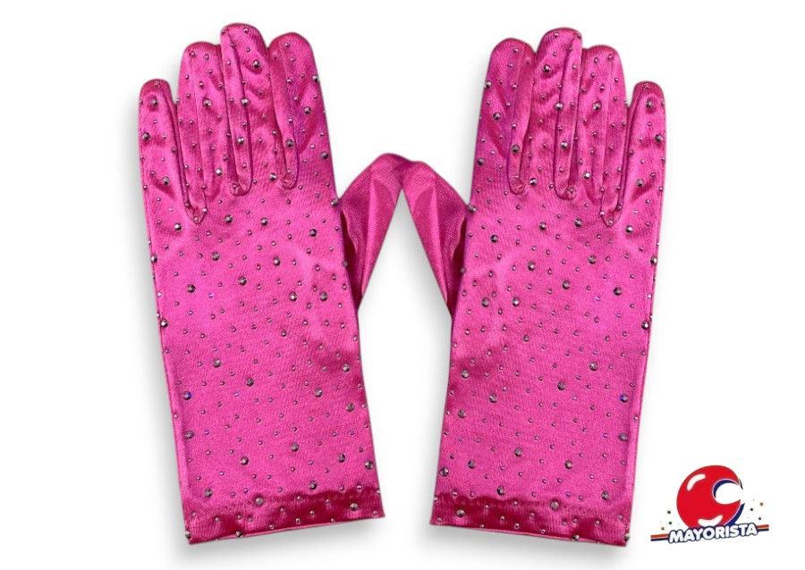 GUANTES CORTOS FUCSIA CON STRASS (ZLE-BIG-12-01) ERIK