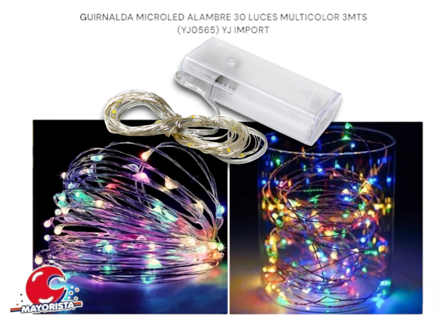 GUIRNALDA MICROLED ALAMBRE 30 LUCES MULTICOLOR 3MTS (YJ0565) YJ IMPORT