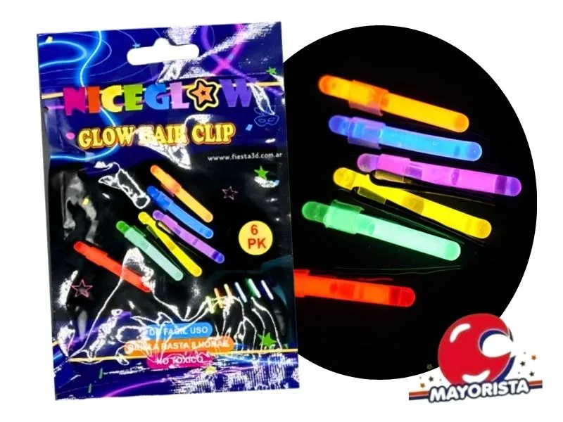 [8034107005479] HEBILLAS X 6 C/LUZ NEON (YJ0674) YJ IMPORT